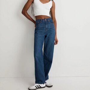 Baggy Straight Jeans in Dark Worn Indigo Wash